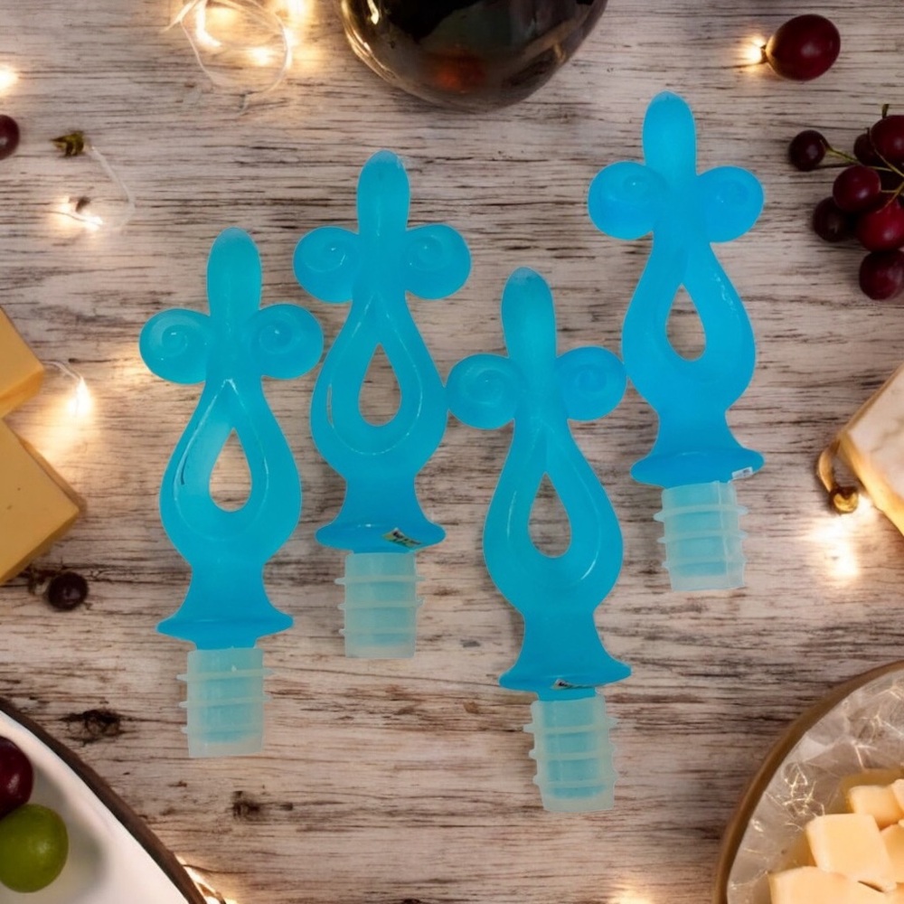 Lot of 4 - Fleur de Lis Wine Bottle Stoppers, wine cork